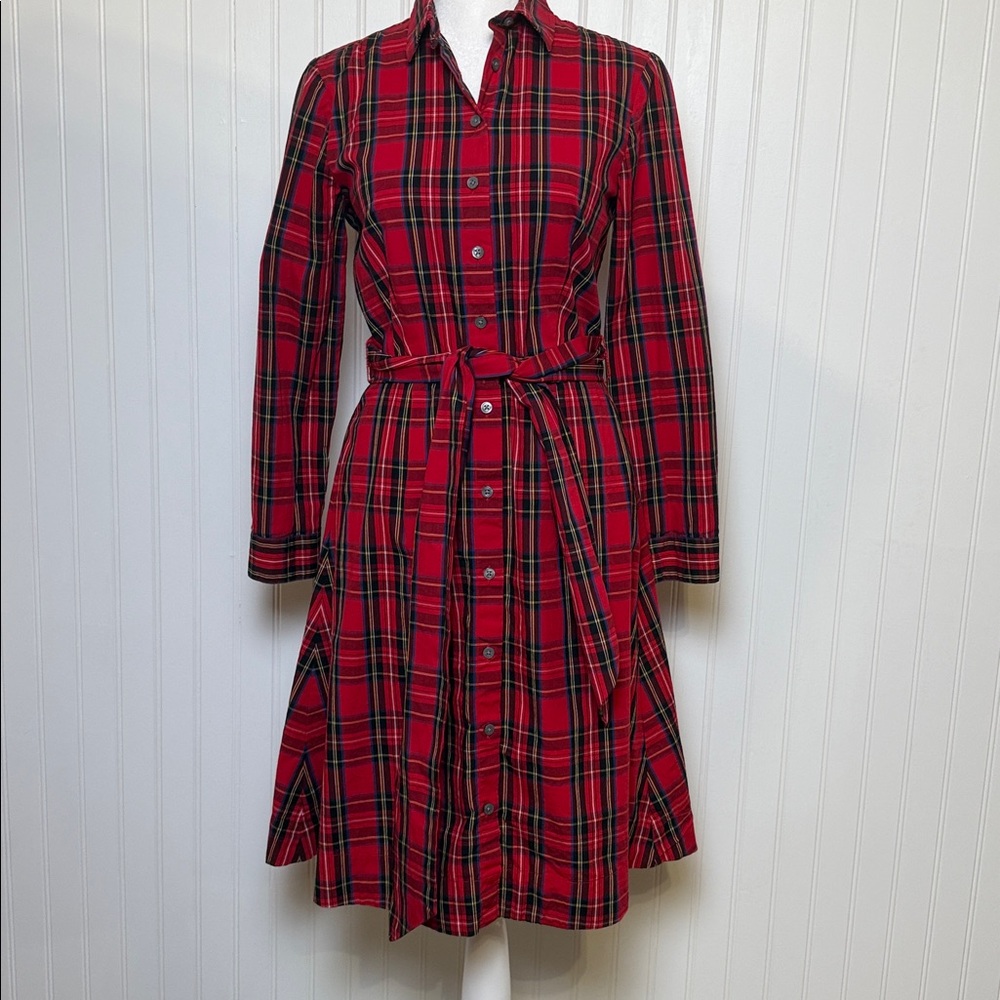 J. Crew tartan Plaid Long Sleeve Dress